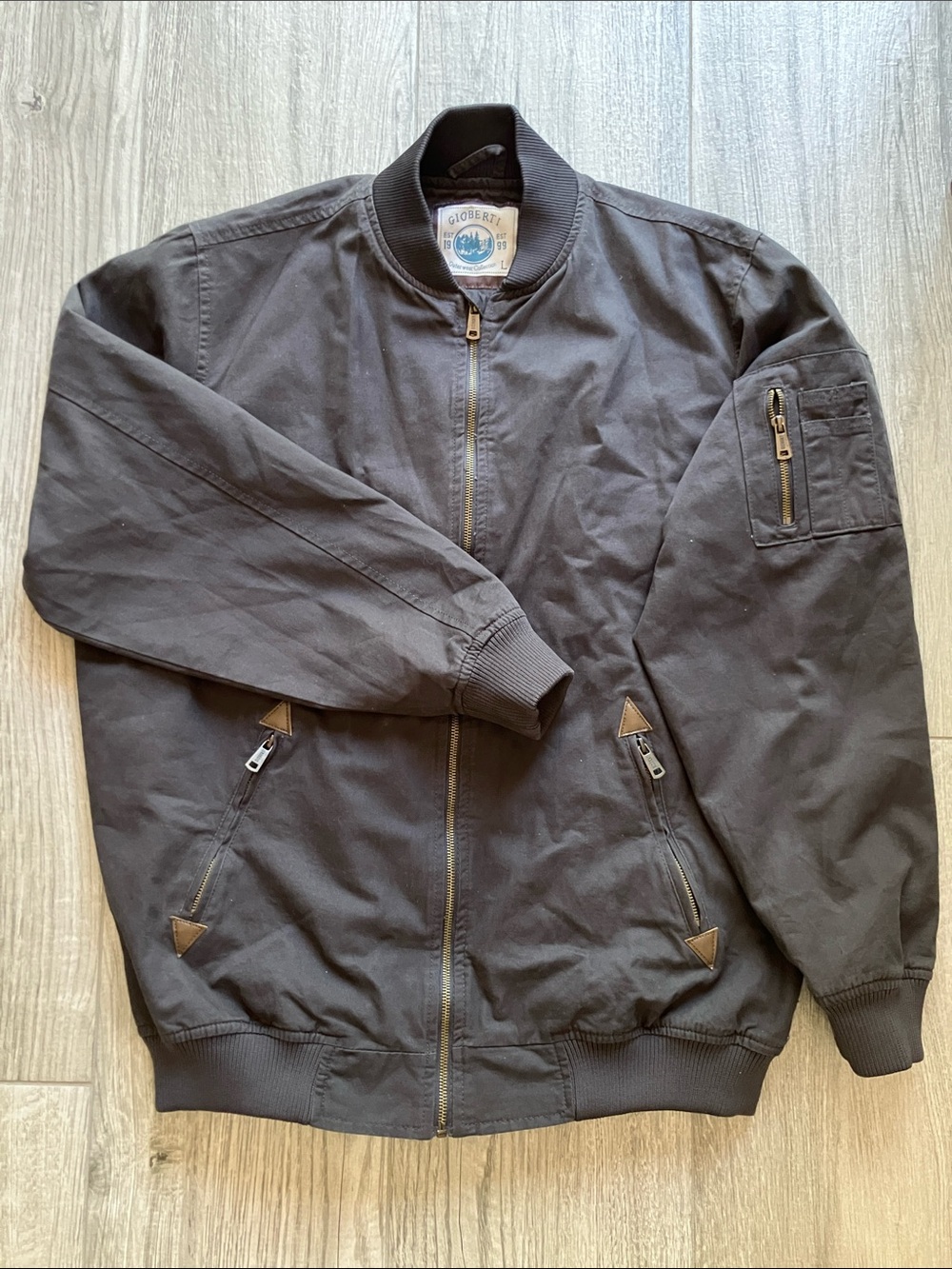 Black Bomber Jacket with Utility Sleeve Pocket